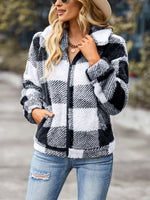 Velvet Women Jacket Winter Plaid Temperament Thick Top