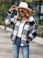 Velvet Women Jacket Winter Plaid Temperament Thick Top