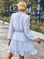 V-neck Sexy Waist Dress Autumn Winter Long-sleeved A-line Skirt Women