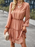 V-neck Sexy Waist Dress Autumn Winter Long-sleeved A-line Skirt Women