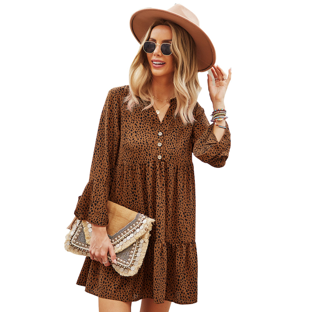 YESFASHION Commuter Dress Leopard Printing Sexy Skirt