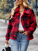 YESFASHION Research And Development Design Coats Plaid Fleece Jacket