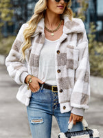 YESFASHION Research And Development Design Coats Plaid Fleece Jacket