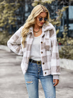 YESFASHION Research And Development Design Coats Plaid Fleece Jacket