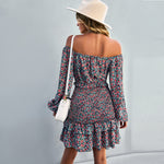 YESFASHION Casual Dress One-shoulder Printed Skirt