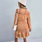 YESFASHION Casual Dress One-shoulder Printed Skirt