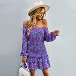 YESFASHION Casual Dress One-shoulder Printed Skirt