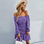 YESFASHION Casual Dress One-shoulder Printed Skirt