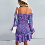 YESFASHION Casual Dress One-shoulder Printed Skirt