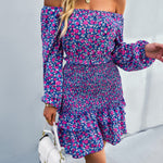 YESFASHION Casual Dress One-shoulder Printed Skirt