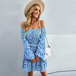 YESFASHION Casual Dress One-shoulder Printed Skirt