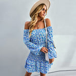 YESFASHION Casual Dress One-shoulder Printed Skirt