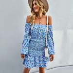 YESFASHION Casual Dress One-shoulder Printed Skirt