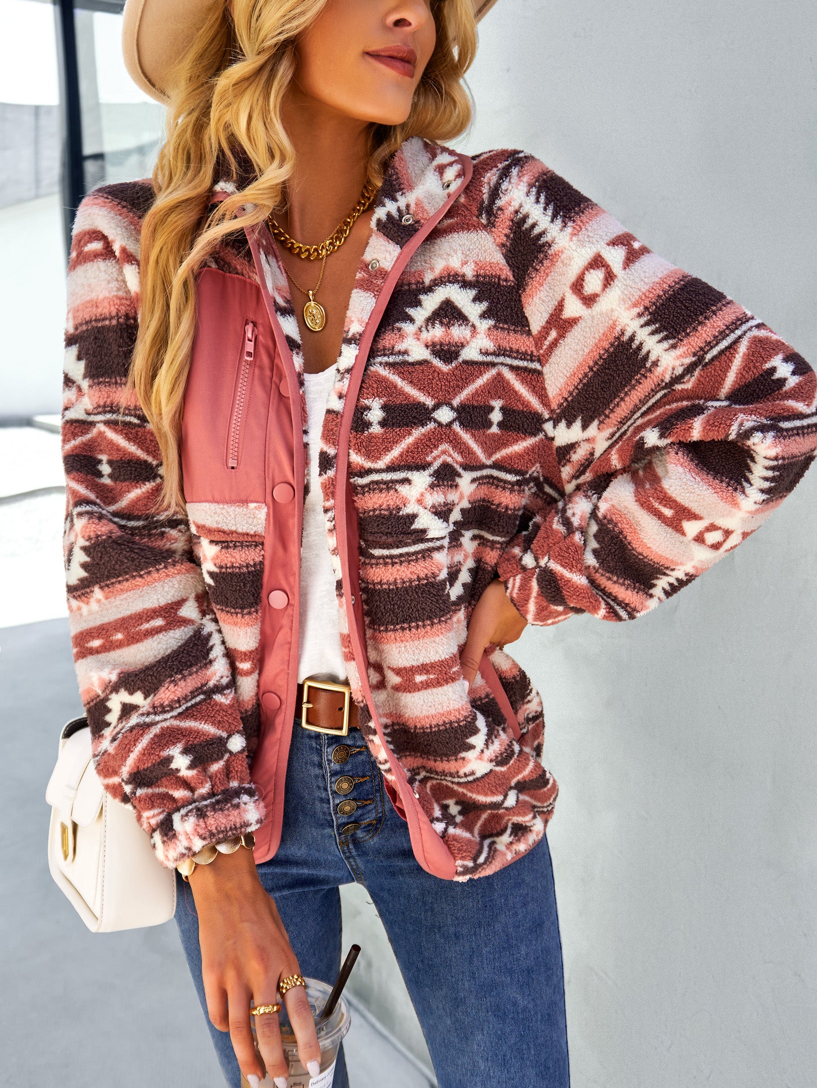 YESFASHION Christmas Coats Furry Temperament Warm Jacket