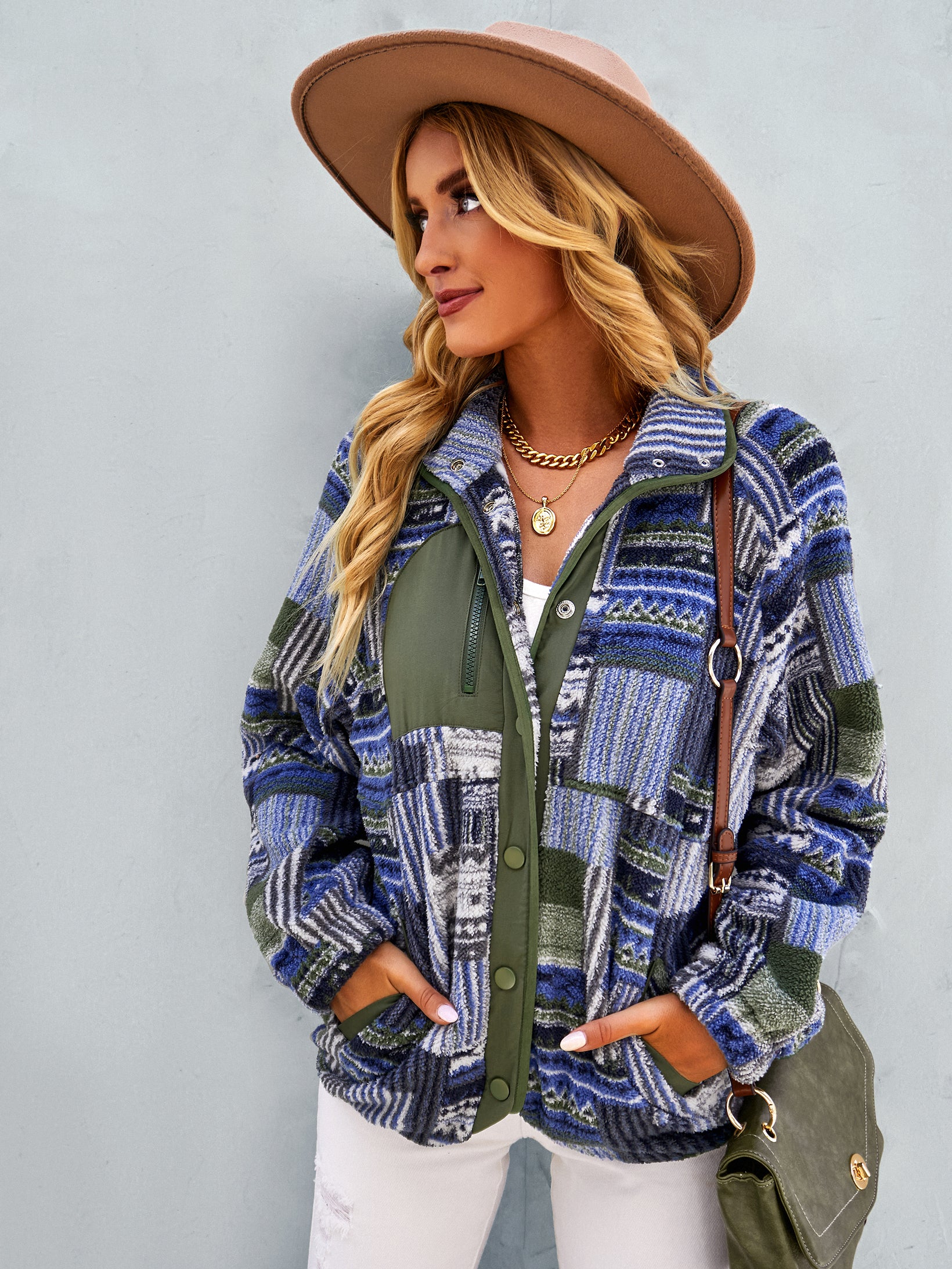 YESFASHION Christmas Coats Furry Temperament Warm Jacket