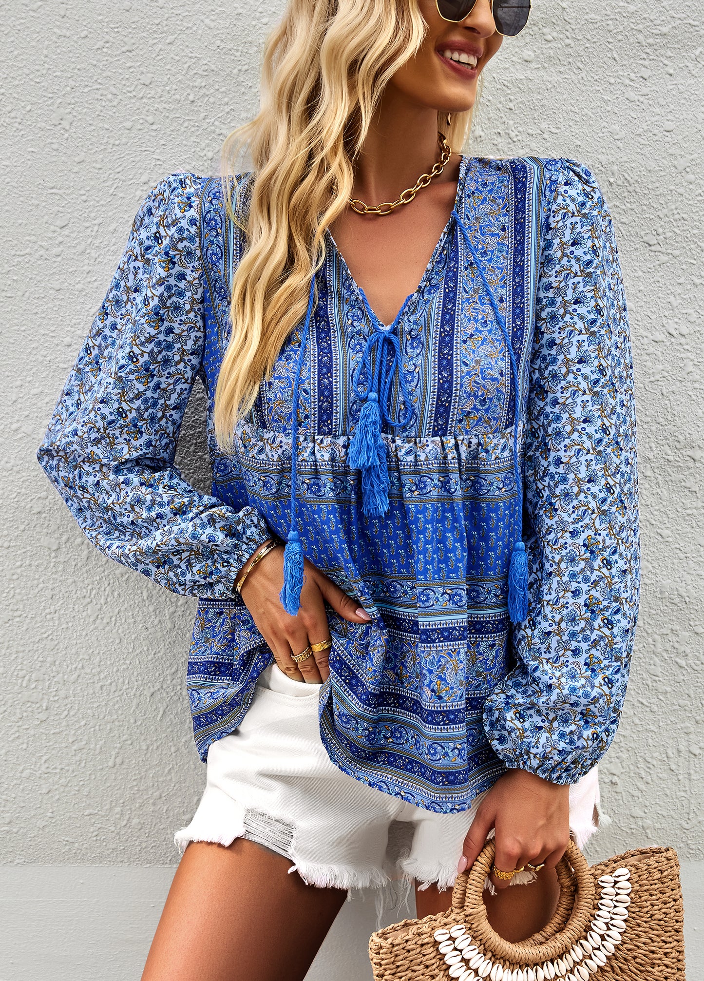 YESFASHION Bohemian Temperament Tops Shirt New Small Shirt