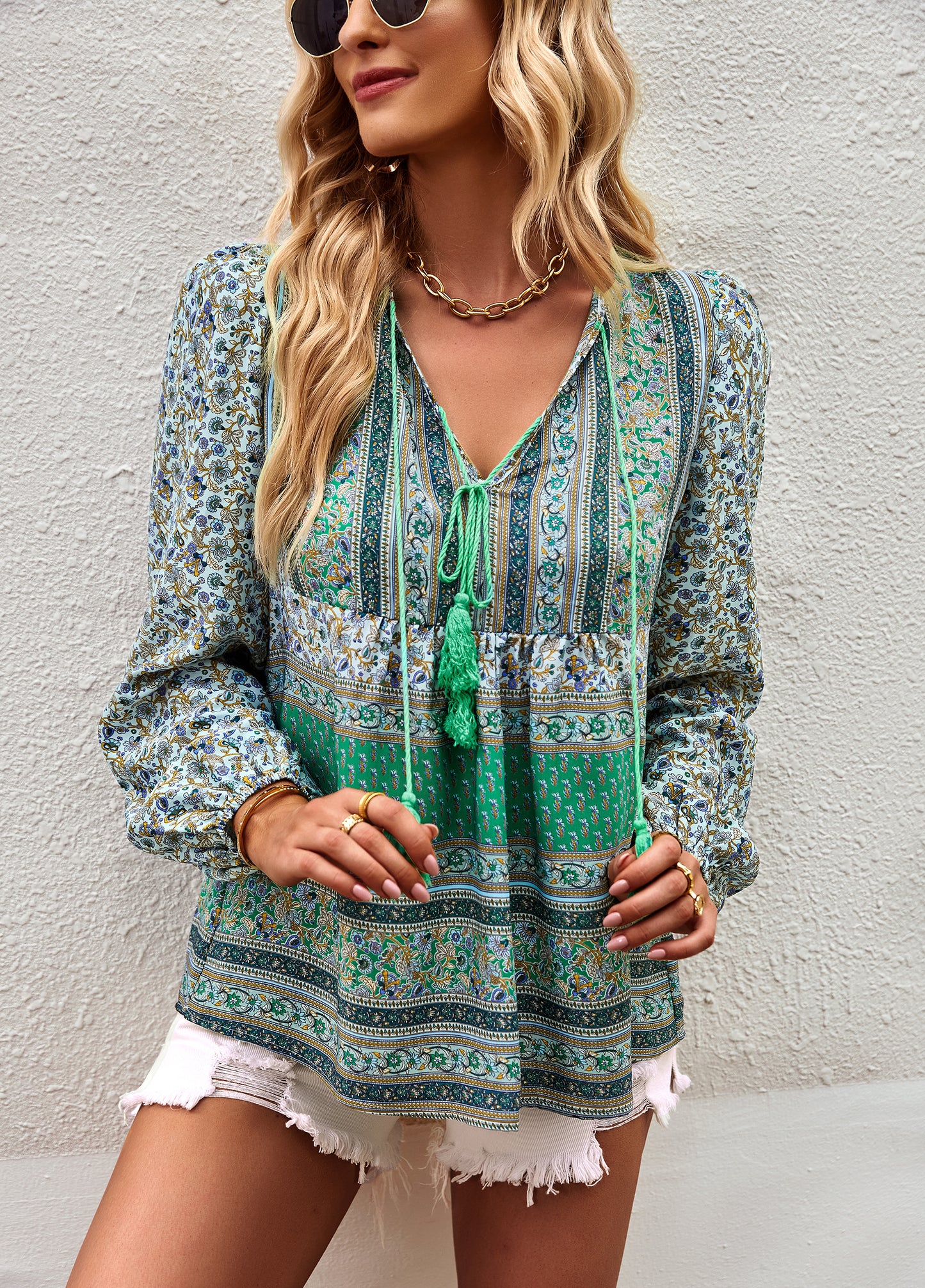 YESFASHION Bohemian Temperament Tops Shirt New Small Shirt