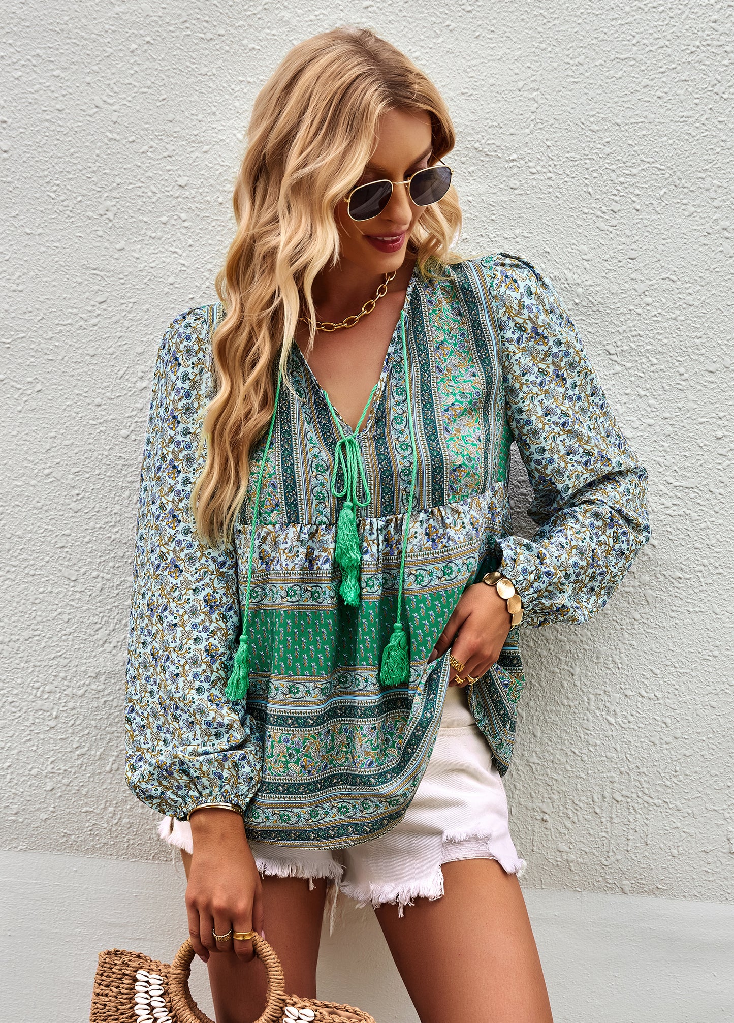 YESFASHION Bohemian Temperament Tops Shirt New Small Shirt