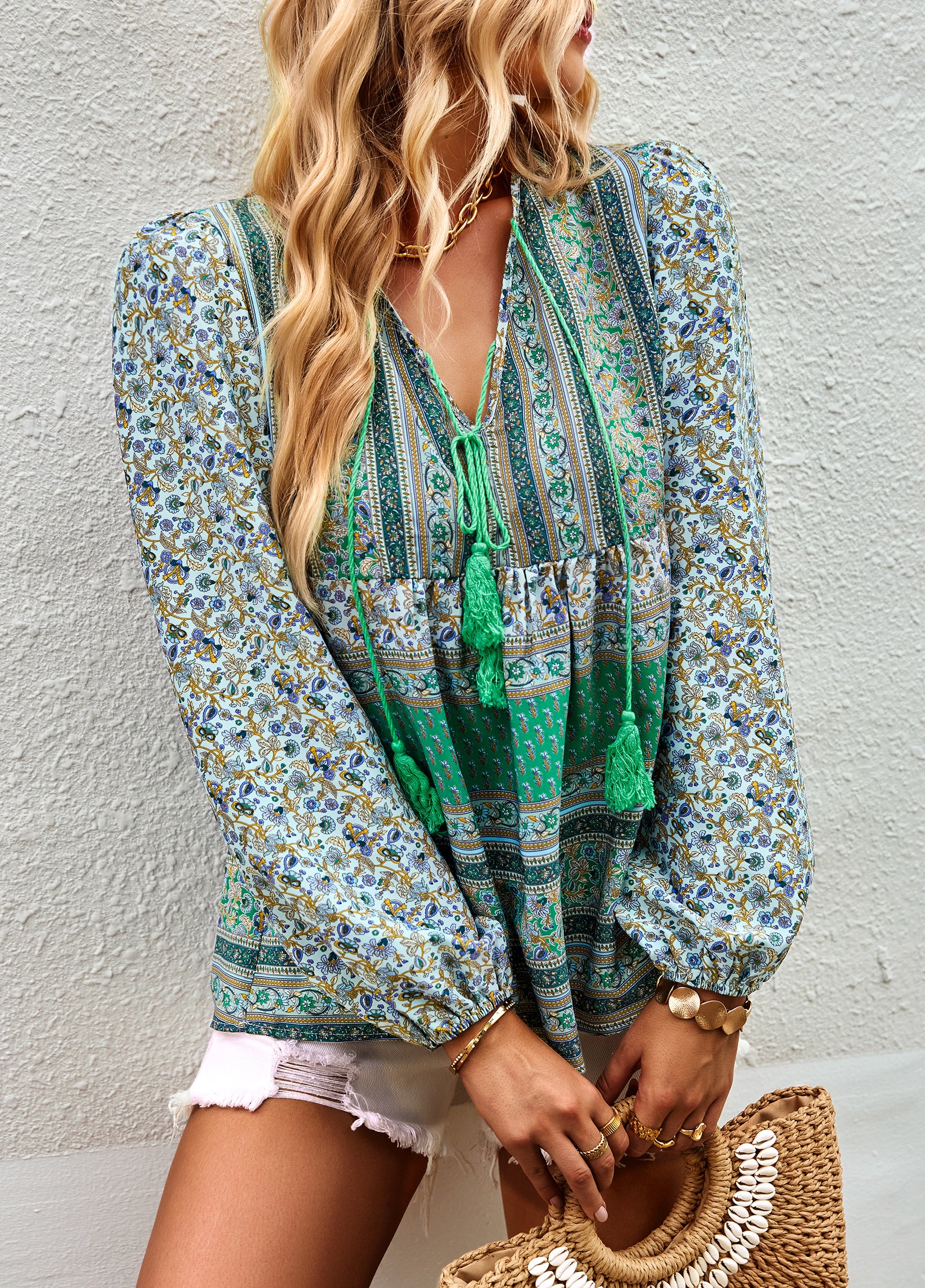 YESFASHION Bohemian Temperament Tops Shirt New Small Shirt