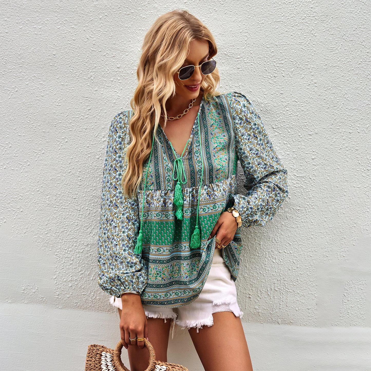 YESFASHION Bohemian Temperament Tops Shirt New Small Shirt