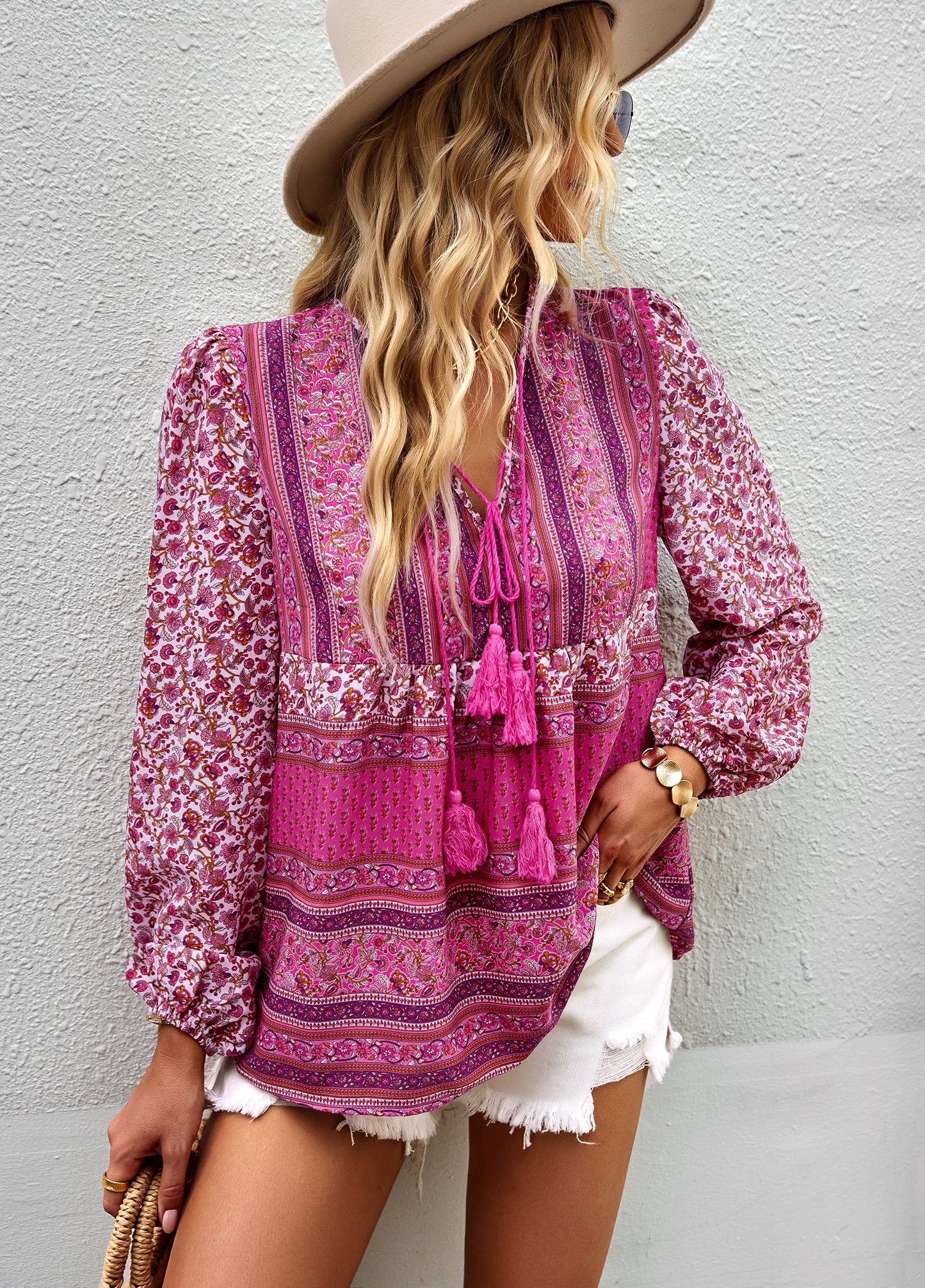 YESFASHION Bohemian Temperament Tops Shirt New Small Shirt