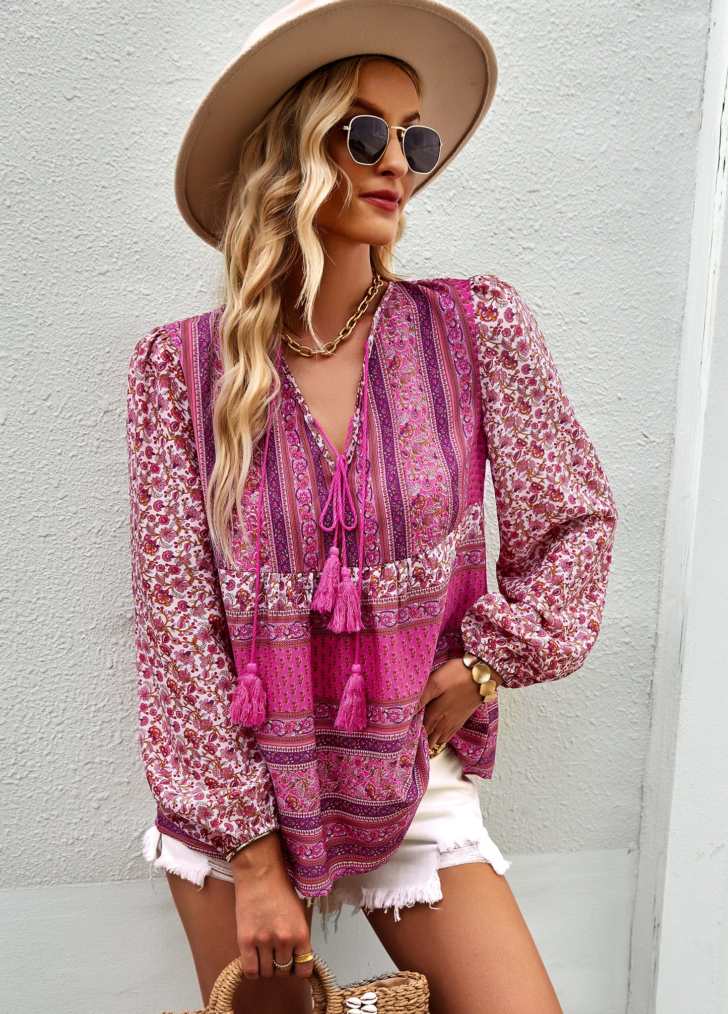 YESFASHION Bohemian Temperament Tops Shirt New Small Shirt