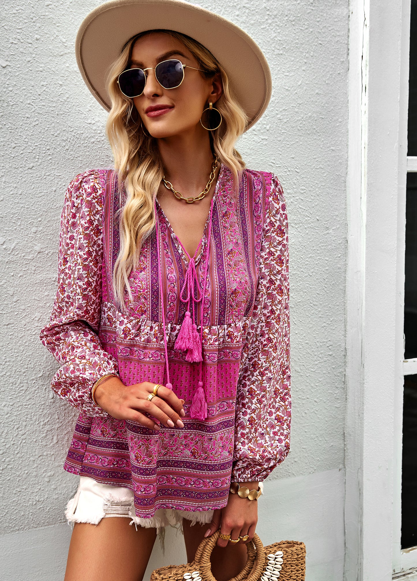 YESFASHION Bohemian Temperament Tops Shirt New Small Shirt