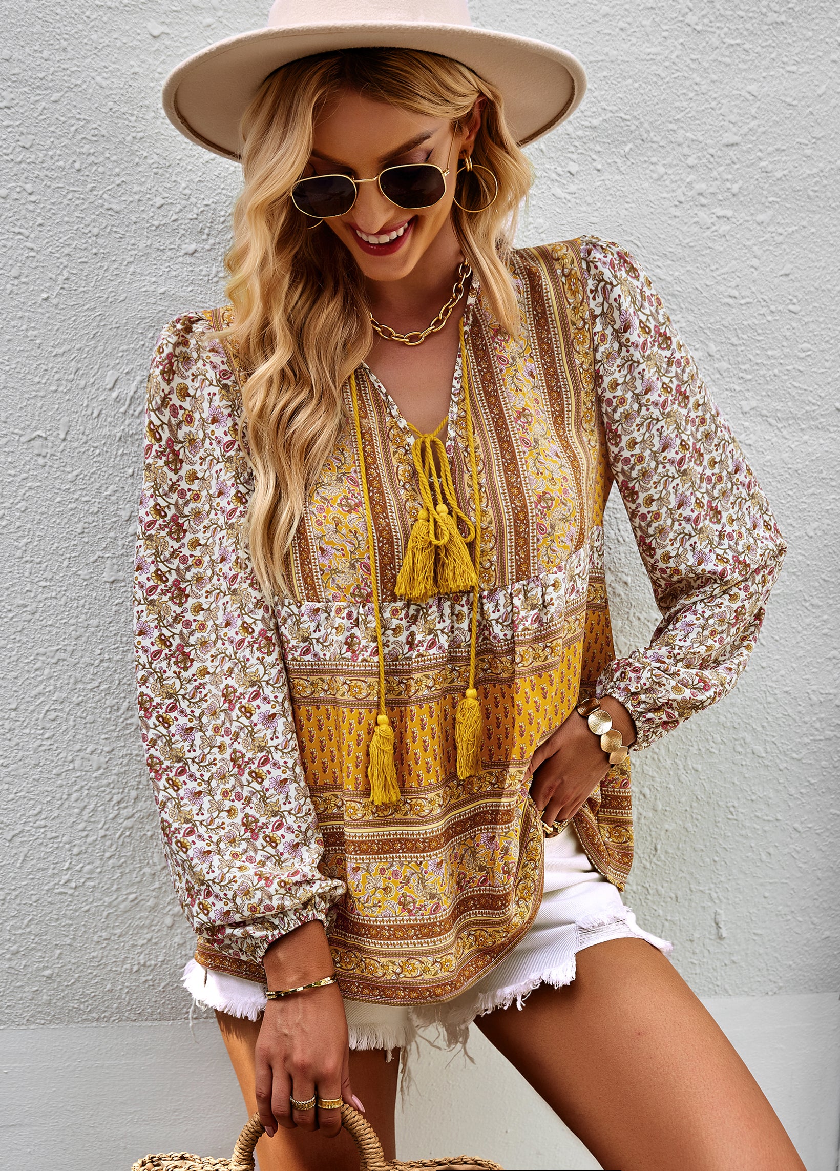 YESFASHION Bohemian Temperament Tops Shirt New Small Shirt