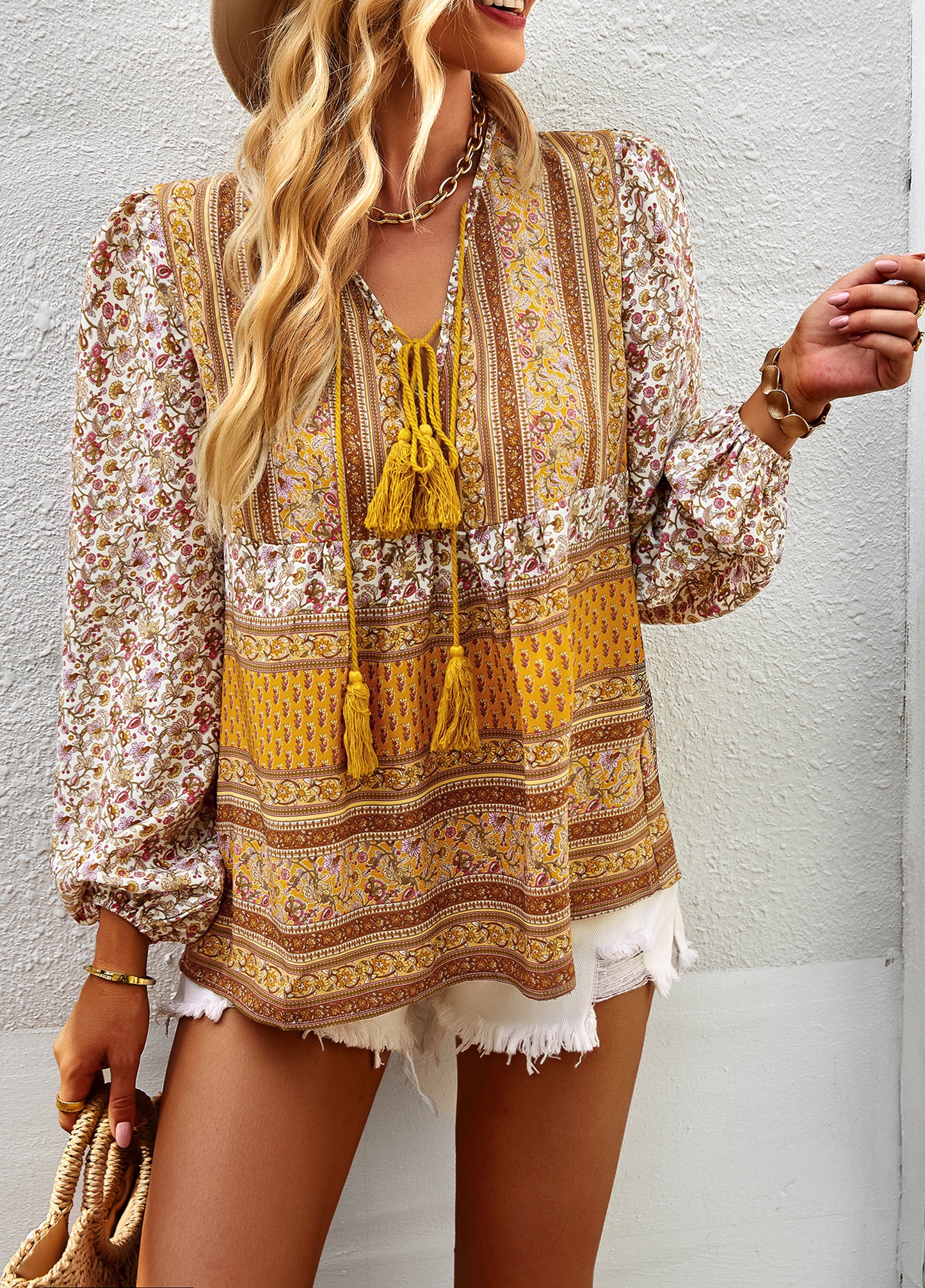 YESFASHION Bohemian Temperament Tops Shirt New Small Shirt