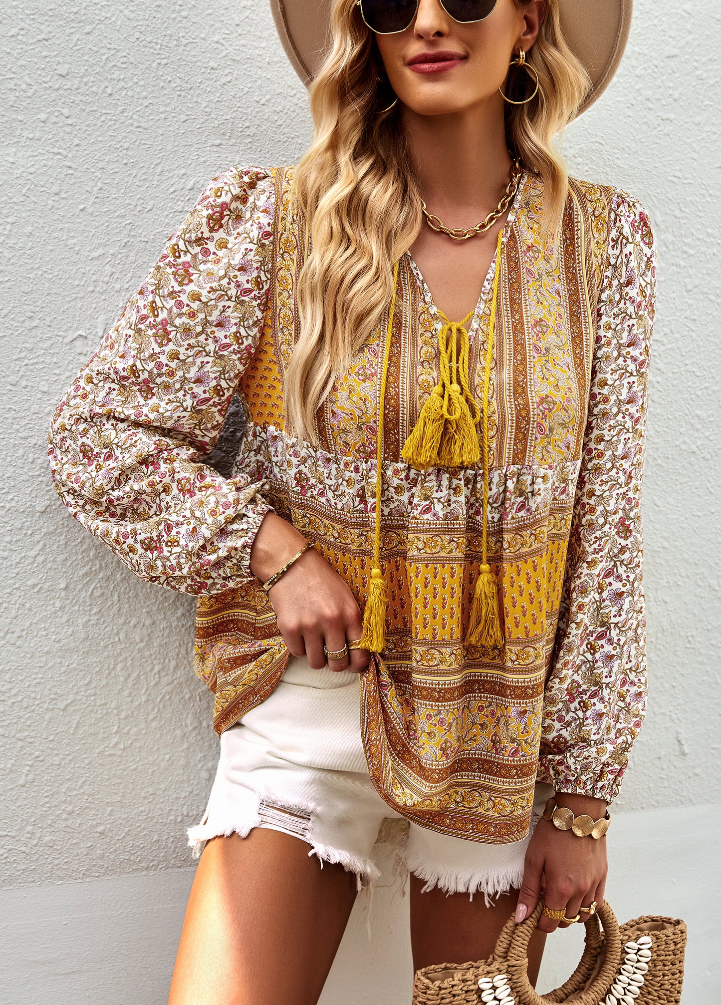 YESFASHION Bohemian Temperament Tops Shirt New Small Shirt