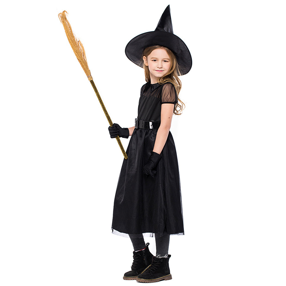 YESFASHION Halloween Witch Costume Mesh Little Witch Kids Dress
