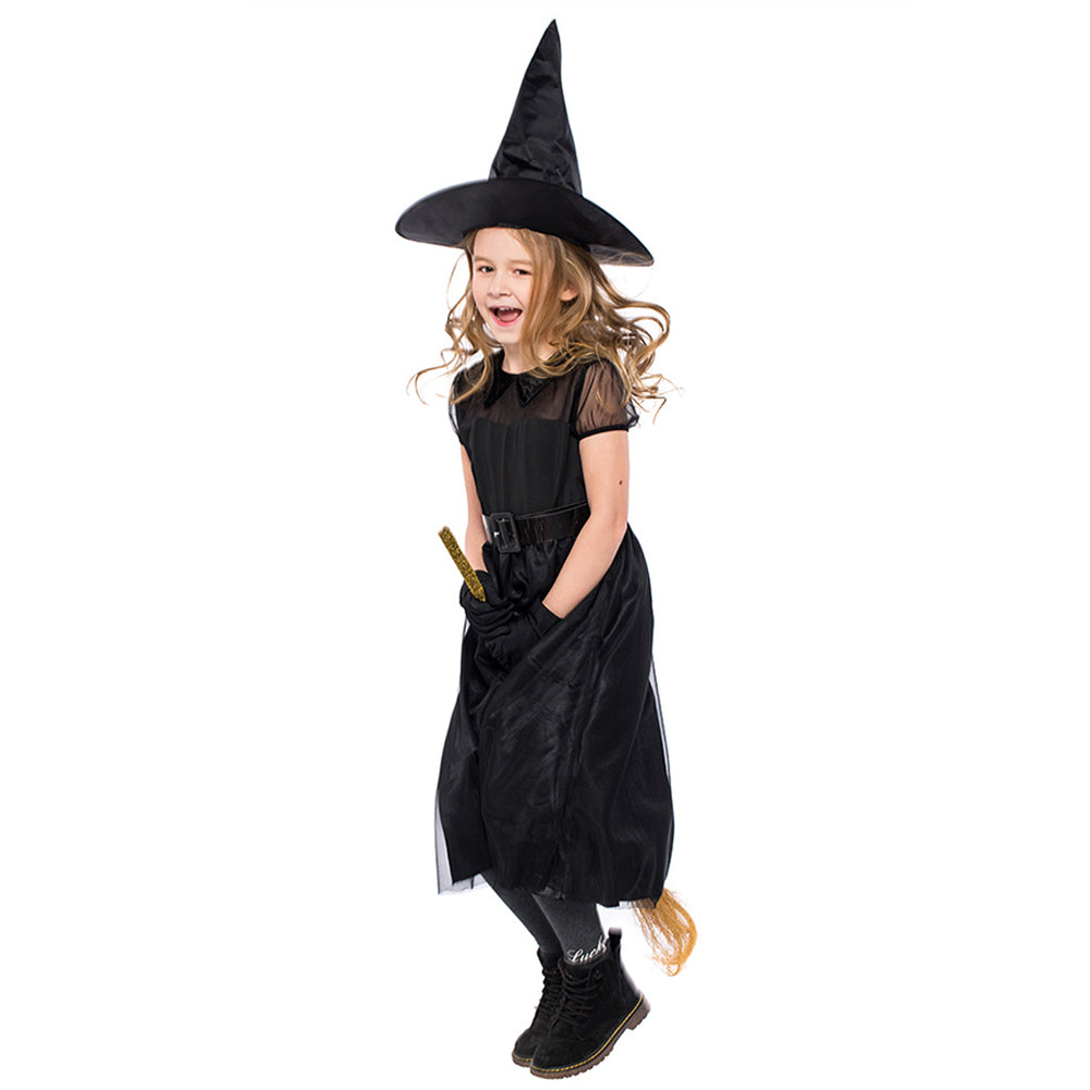 YESFASHION Halloween Witch Costume Mesh Little Witch Kids Dress