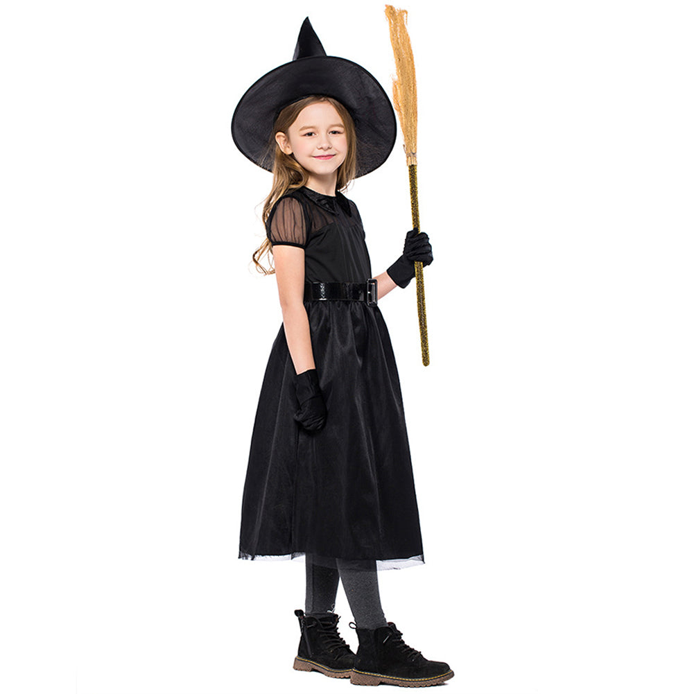 YESFASHION Halloween Witch Costume Mesh Little Witch Kids Dress