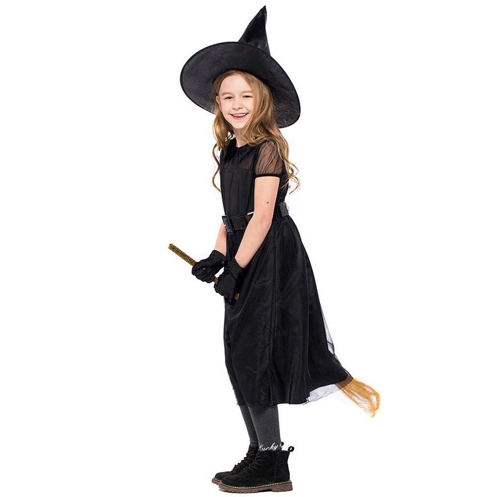 YESFASHION Halloween Witch Costume Mesh Little Witch Kids Dress