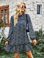 YESFASHION Women Clothing 2023 Spring And Autumn Floral Dress