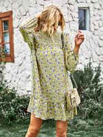 YESFASHION Women Clothing 2023 Spring And Autumn Floral Dress