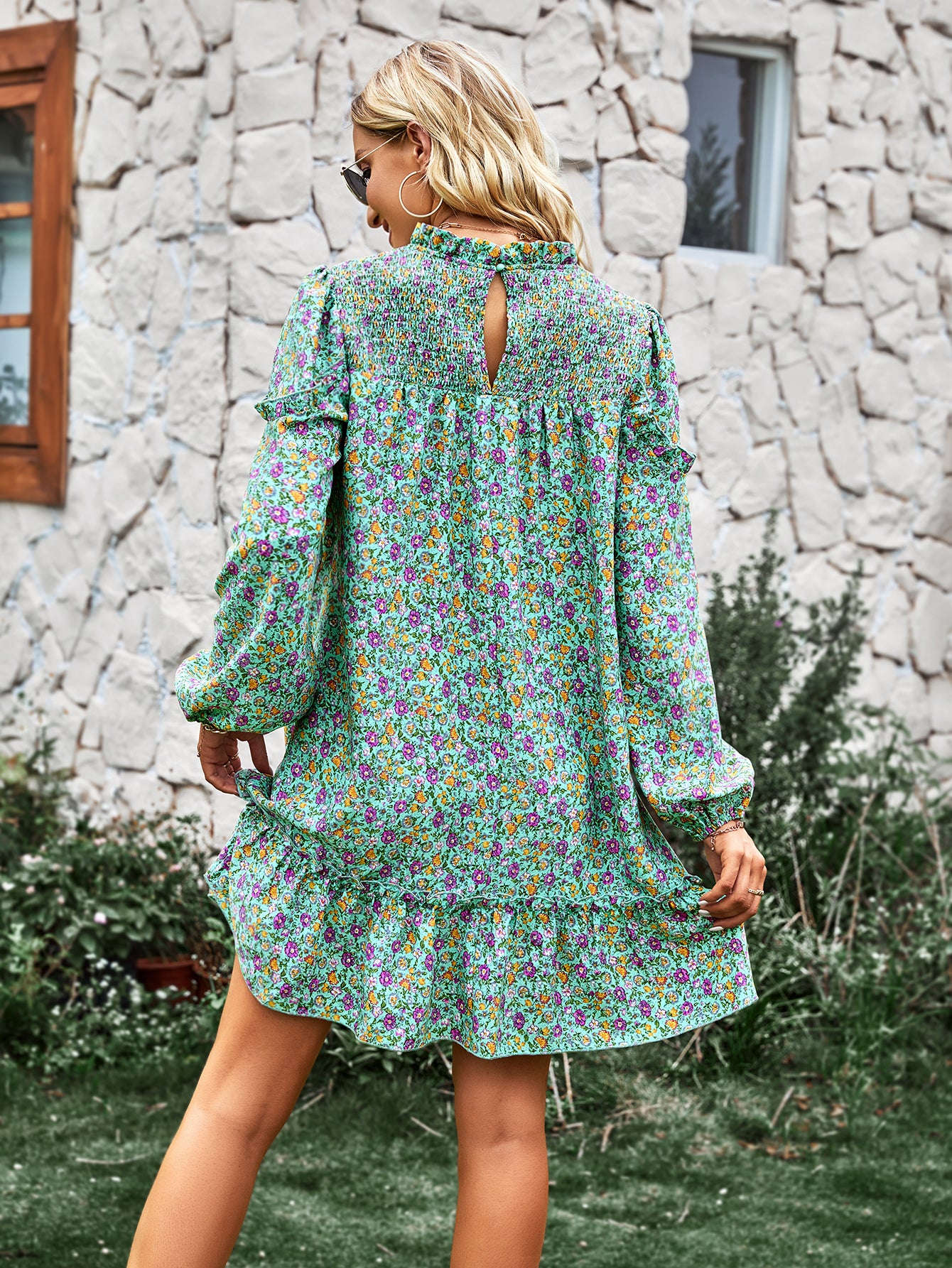 YESFASHION Women Clothing 2023 Spring And Autumn Floral Dress