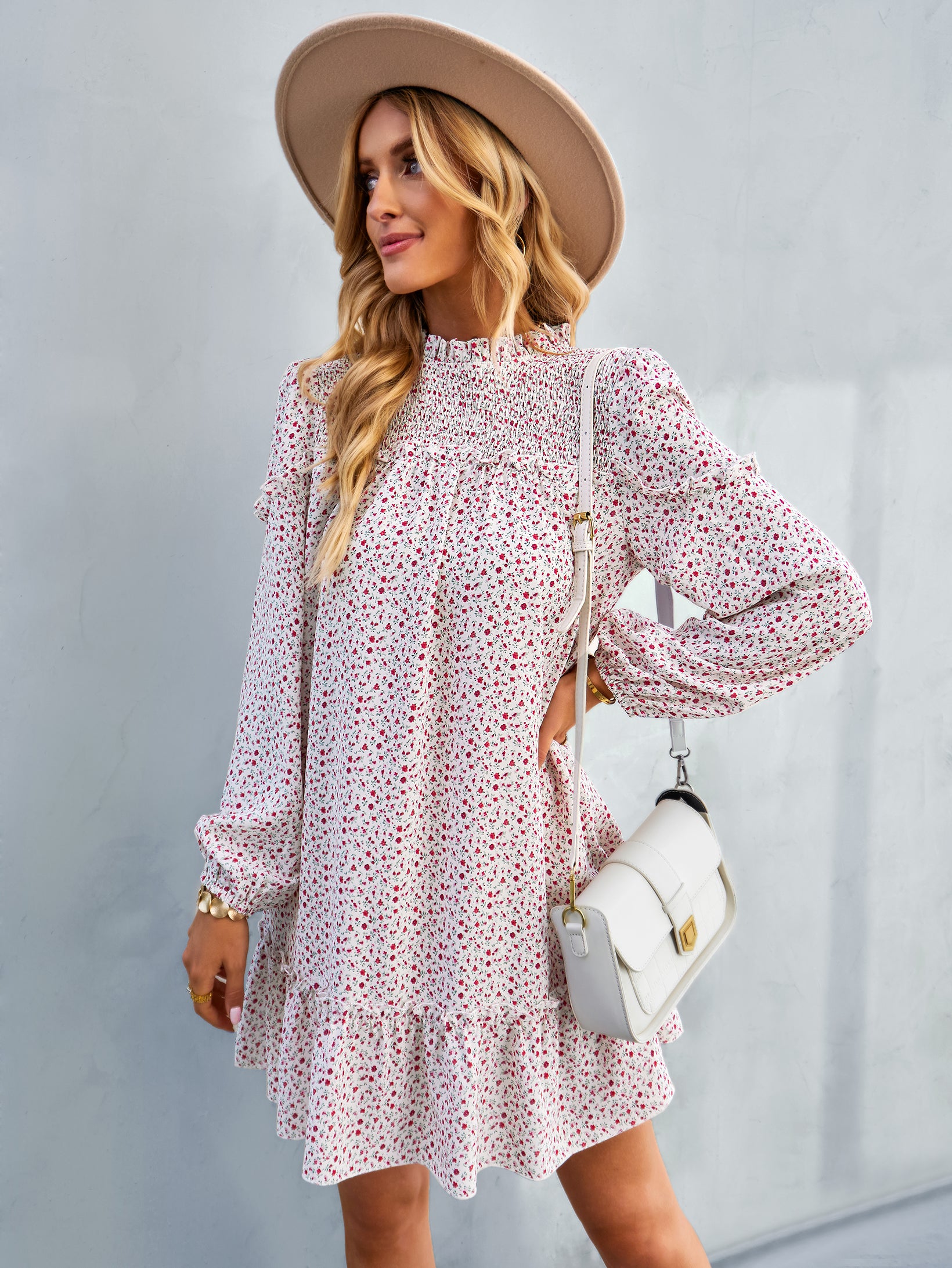 YESFASHION Women Clothing 2023 Spring And Autumn Floral Dress