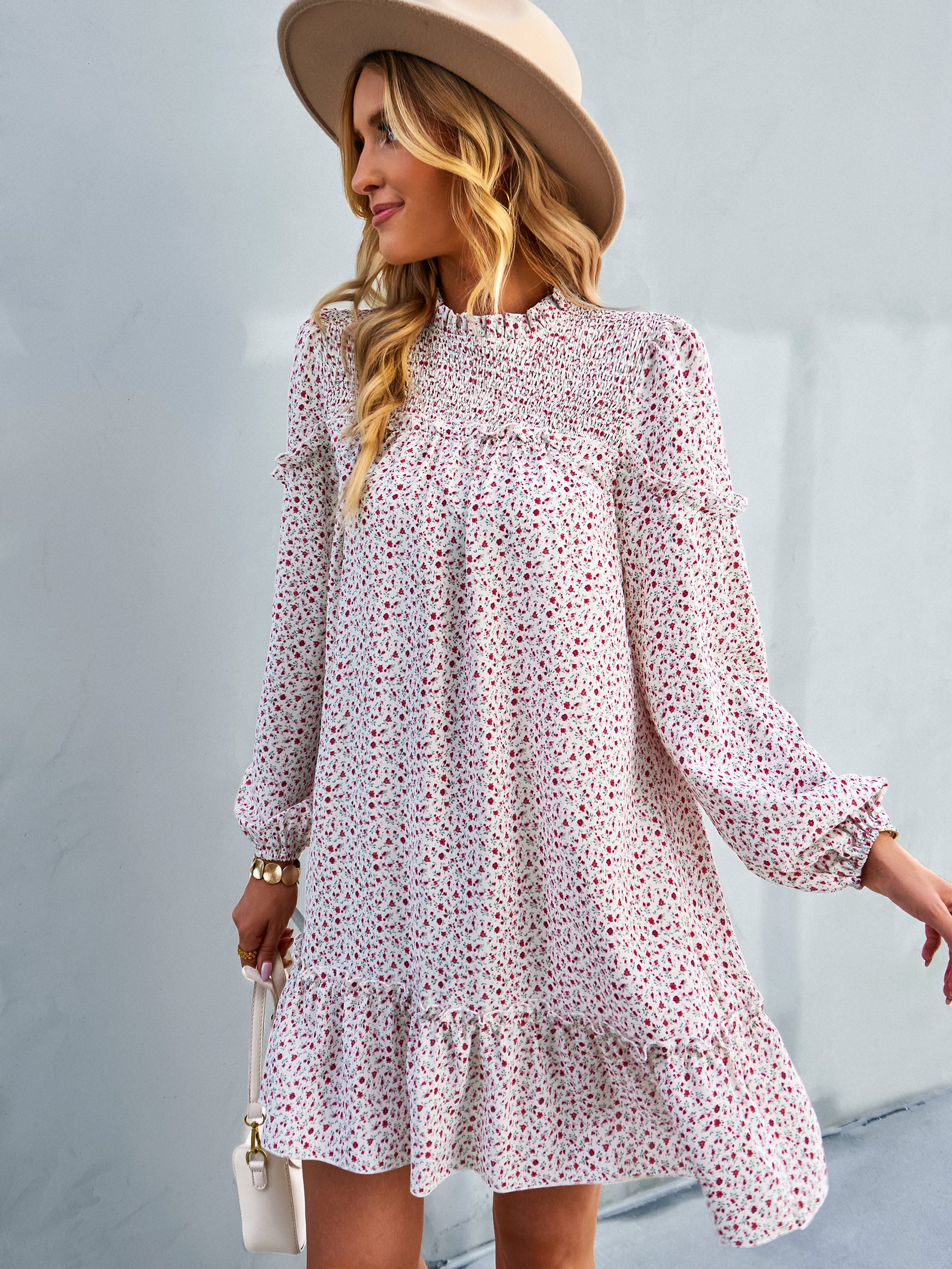 YESFASHION Women Clothing 2023 Spring And Autumn Floral Dress