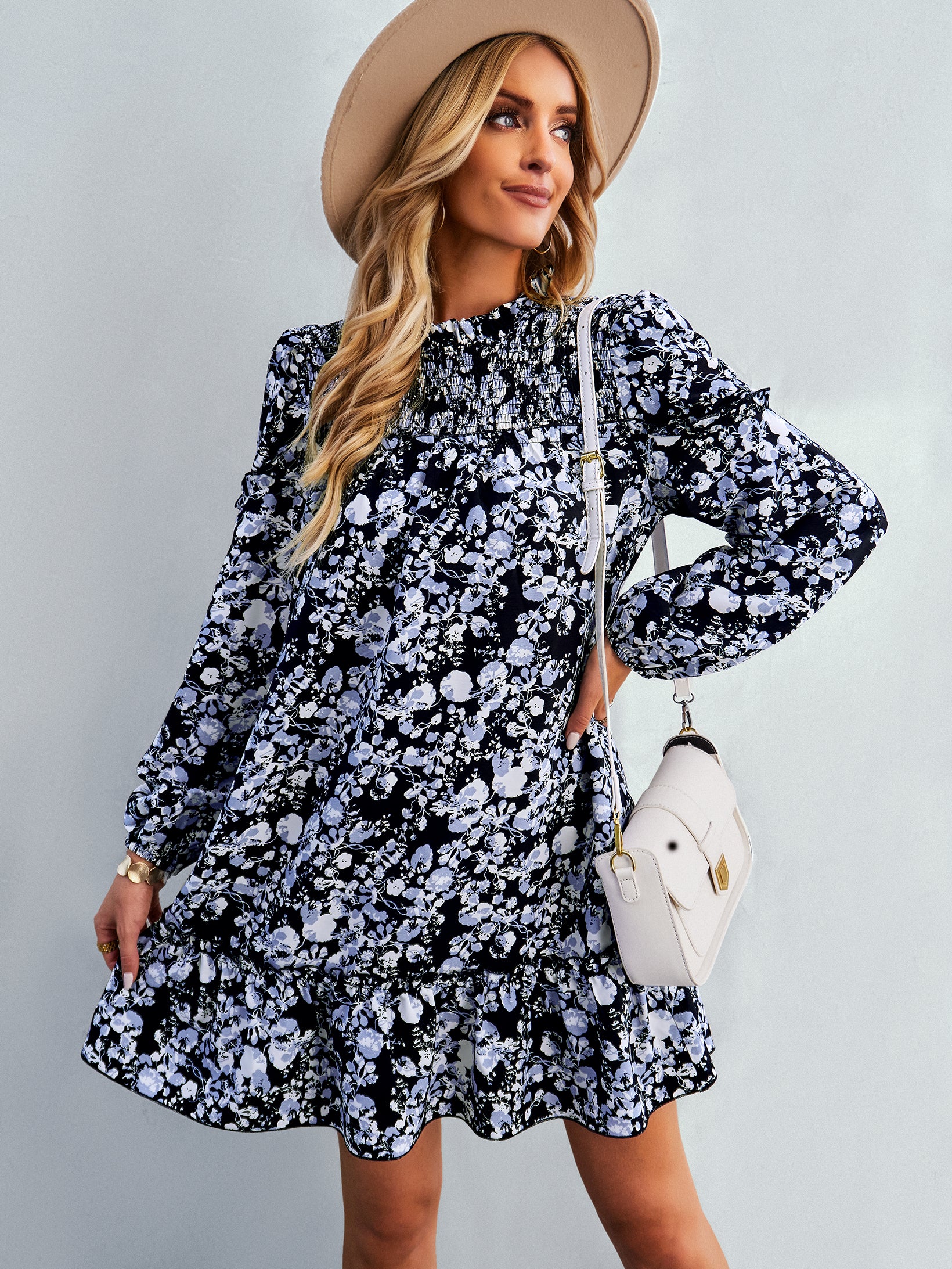 YESFASHION Women Clothing 2023 Spring And Autumn Floral Dress