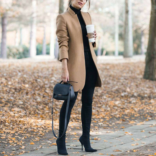YESFASHION Long Sleeve Jacket Women Plush Cardigan Coats