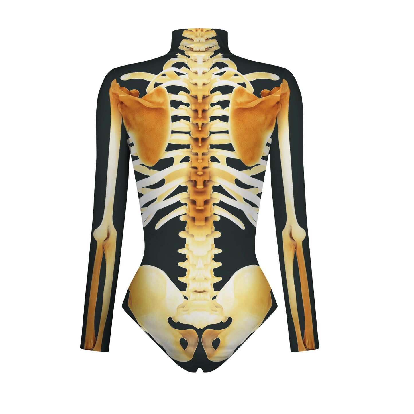 YESFASHION Halloween Skeleton Bodysuit Dress Up Zip Tops