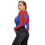 Halloween Skull Digital Print Ladies Zip Tight Long Sleeve Jumpsuit Leggings Button Open