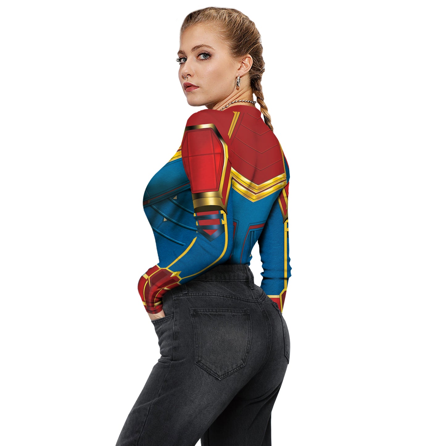 Halloween Skull Digital Print Ladies Zip Tight Long Sleeve Jumpsuit Leggings Button Open