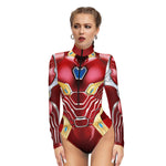 Halloween Skull Digital Print Ladies Zip Tight Long Sleeve Jumpsuit Leggings Button Open