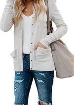 YESFASHION Women Rib Button Knit Long Sleeve Cardigan Sweaters