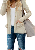 YESFASHION Women Rib Button Knit Long Sleeve Cardigan Sweaters