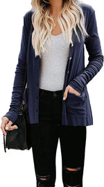 YESFASHION Women Rib Button Knit Long Sleeve Cardigan Sweaters