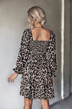 YESFASHION Hot Sale Classic Leopard Print Long Sleeve Dress