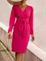 YESFASHION Long-sleeved Pullover Dress With V-neck Zipper